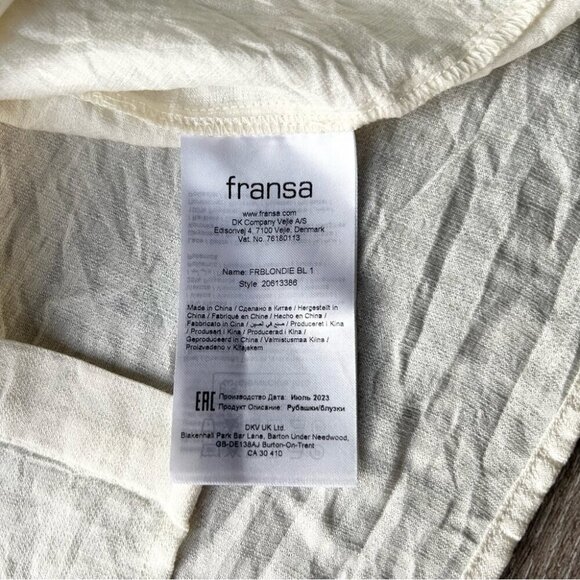 Fransa Blondie Embroidered Sleeve Blouse Arctic Wolf - Picture 12 of 16